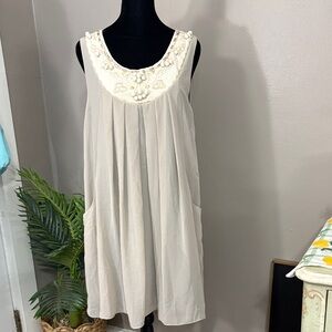 Esley Beige Midi Dress with Embellished Neckline women’s size Medium